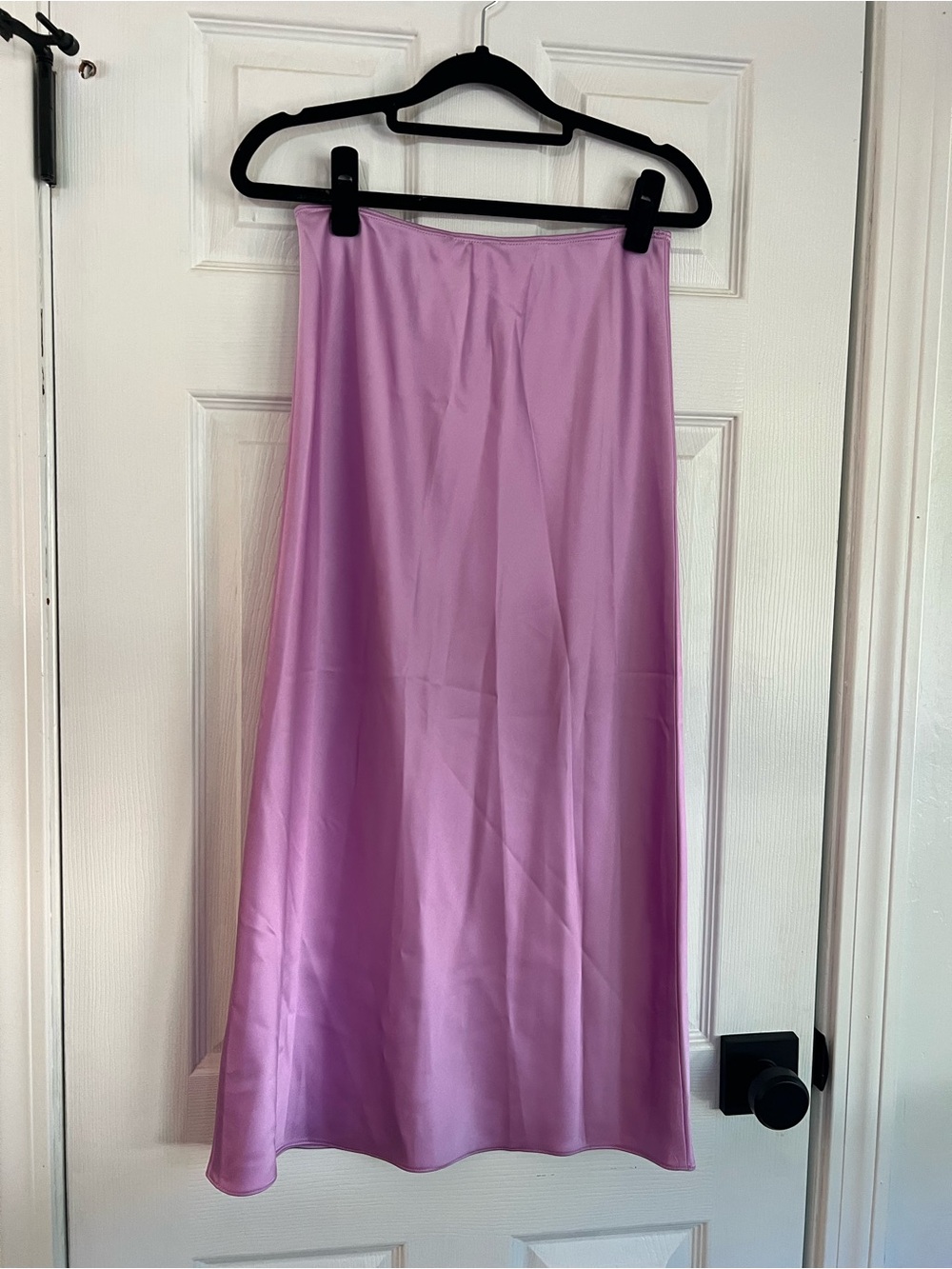 Anthropologie Lavender Satin Midi Skirt
